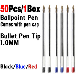 deli | 50/100Pcs Ballpoint Pens 1.0mm Blue Black Plastic Ball Point Pen Student Gift School Office Supplies Long Lasting Smooth Writing