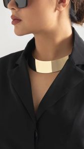 Punk Vintage Gold Color Metal Torques Choker Necklace for Women Exaggerated Wide Collar NeckChain Steampunk Jewelry Accessories
