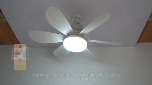 Quạt trần 2 trong 1 Đèn quạt trần sắc E27 6 blade Quạt trần Bắc Âu Đèn 3 màu Với Remote Control đồ trang trí phòng ngủ cute đèn led âm trần