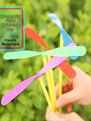 Hand-cranked Flying Bamboo Dragonfly Toy