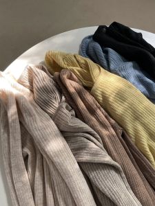 เสื้อถักคอเหลี่ยมผ้าขนสัตว์ผสมบาง สไตล์ลำลอง แขนยาว ปกติ ทรงเข้ารูป เสื้อชั้นในสำหรับผู้หญิง ฤดูใบไม้ร่วง 2023