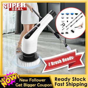 Electric spin-scrubber 2022 New Cordless Cleaning Brush with 7 Replaceable Drill Brush Heads Tub and Floor Tile 360 Power Scrubber Mop for Bathroom Kitchen Car