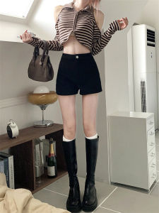 Black Suit Short Pants Womens Tight High Waist Spring Summer Autumn Winter Outerwear Wrap around Wide Leg Slimming Hot Girl Straight Leg Boot Pants