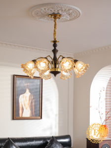 DIZAN | Vintage American & French Style Designer Walnut Color Ceiling Light