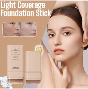 Double-Headed Foundation Stick with Brush Oil-Control Lightweight Foundation Waterproof Long-lasting Coverage Beauty Tool