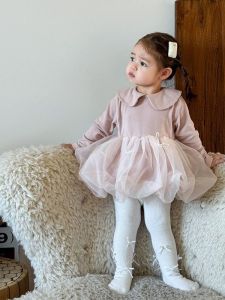 Pink Princess Style Baby Girls Tulle Skirt Birthday Party Dress Korean Style New Arrival Infant Clothing Cotton Soft Fabric