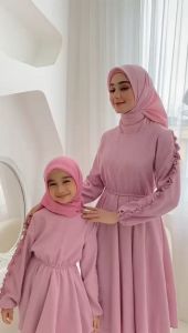 Setelan Gamis Couple Ibu Anak Perempuan - Stelan Baju Gamis Couple Ibu Anak Cewek 4358