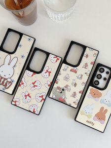 Creative Mirror Magnetic Cartoon Butterfly Bow Tie Miffy Rabbit Samsung Galaxy S25 Ultra Phone Case Full Cover S25/S24 Ultra Girls Heart S23 plus Protection Cover