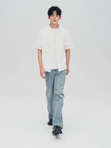 Giordano Korea Collection Mens Cotton Denim Low Rise Wide Leg Jeans 01116177