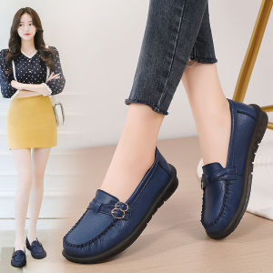 DOSREAL Plus Size White Shoes Women Slip On Doll Shoes Korean Style Leather Women Flat Shoes Loafers Ballet Shoes Retro Shoes for Women