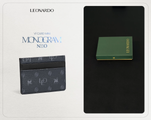 [Mua 3 giảm 10%] Leonardo Ví Card Mini Monogram Neo Da Microfiber Cao Cấp Siêu Mỏng 4 Ngăn Thẻ Tiện Lợi