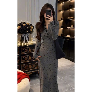 LIRUSHAN | Stylish Aesthetic Floral Grey Dress Innerwear Waist-accentuating