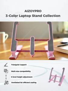 Aizoypro Adjustable Foldable Laptop Stand Non Slip Holder ABS+Aluminium Desktop Desk Bracket For Macbook Pro Tablet 8-17inch
