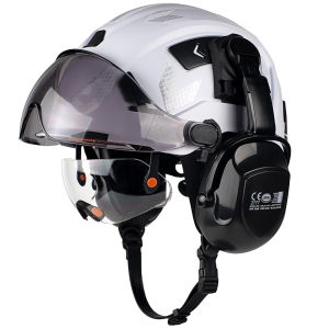 ANSI CE Safety Helmet Double Visor Earmuffs Reflective Stickers Vented ABS HardHat Construction Industrial Professional Work Cap
