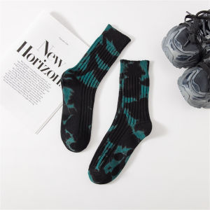 Trendy Ombre Dyed Cityboy Mid-Calf Socks American Streetwear Skateboard Thickened Couples Socks Moisture Wicking Combed Cotton