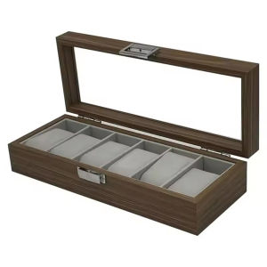 New Style Black Walnut Grain Wooden Watch Storage Display Box Set Of 6 Wooden Watch Packaging Box