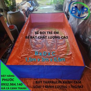 Bể Bạt PE [Xanh-Cam Đen Xám Trắng] Tiện dụng [nuôi cá lươn ếch... làm bể bơi...]