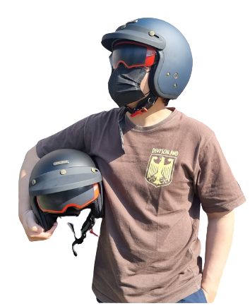 HELM RETRO NJS NX2 ORIGINAL INNER VISOR SNI HALF FACE SOLID HELM