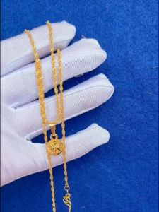 emas titanium cop 916 rantai leher original gold necklace hydrangea pendant womens unique design wedding jewelry long-lasting color preservation 项链