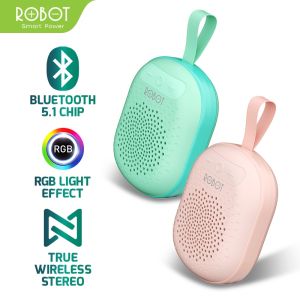 PROMO ROBOT TWS Speaker Bluetooth 5.1 Mini Portable RB20 With RGB Light Pink/Blue