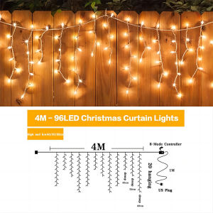 【Solar/Plug】Christmas Lights Icicle Curtain 120 LED Outdoor Waterproof 8 Modes Fairy String Lights for Xmas Tree Patio Yard Garden Wedding Party House Eaves Roof Decorations