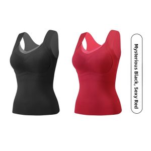 MiiOW | Warm Fleece Lined Womens Vest Thickened Underwear Seamless Base Shirt Double Sided V-neck Autumn Winter Thermal Vest Top