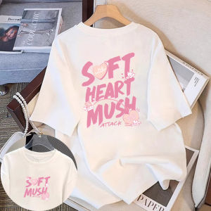 เสื้อยืดคอกลมแขนสั้นผ้าฝ้ายแท้สีขาวสำหรับผู้หญิง ฤดูร้อน 2025 เสื้อตัวบนหลวมๆ สไตล์เกาหลี เสื้อตัวบนแฟชั่น