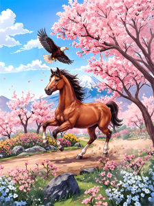 HUACAN Diamond Paintings Horse Animal Diamond Mosaic Novelties 2026 Cherry Blossom Tree Adult Crafts Hobby Creative