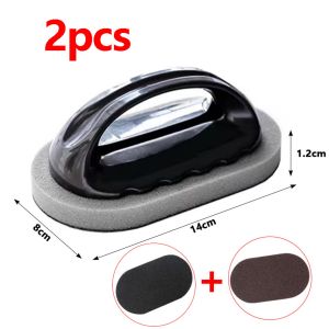 2Pcs Magic Emery Sponge Brush with Handle Kitchen Rust Remover Strong Decontamination Cleaner Tools for Pot Pan Sink Bathtub