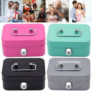Metal Piggy Bank with Key Lock Money Secret Security Safe Box Anti Theft With Metal Lock Key Portable Cash Box
