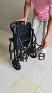 Upgrade Lightweight Travel WheelChair Portable Transport Wheelchair Foldable Travel Wheelchairs with Handbrake for Adults and Seniors