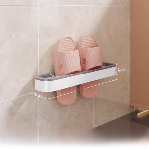 Bathroom Slipper Rack Wall Mounted Toilet Shoes Holder No Drilling Storage Shelf Bathroom Organizer Simple Style ABS Material