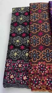 African Swiss Voile Lace Fabric Brown Floral Embroidery With Rhinestones 5Yards Nigerian Cotton Fabric For Women Wedding Party