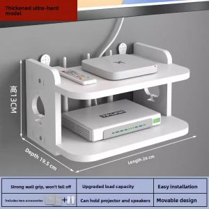 MONLEYTA | Double Layer Router Placement Rack Wall Mounted TV Box Storage Holder Heat Dissipation Stand No Drilling Required