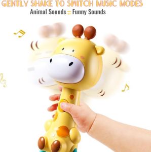 Baby music Rattle toys 6-12 months toddler learning Toys with music and lights Newborn Toys Baby Boys Girls Gifts (giraffe) Baby Soothers Baby 0-1 years old grip toys