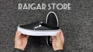 Sepatu Sandal Selop Bustong Vans Kanvas Pria Wanita Kasual Simpel Anti Licin Termurah Terlaris 36-44