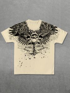 The new mens T-shirt for summer 2025 with 3D skull print is casual fashionable soft comfortable breathable and lightweight