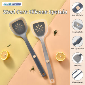 JustLiving German Silicone Spatula for Non-Stick Pans Silicone Handle High-Temperature Resistant Food Grade Cooking Utensils Stainless Steel Core Stir-Fry Spatula Kitchenware