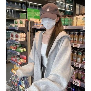 SUHUIQIAN | Blue Casual Sport Hoodie Outwear Spring Loose Zip-Up Jacket