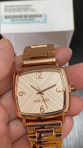 Nine West NW2962RGRG0000 Rose Gold Tone Rectangle Watch with Rose Gold Dial