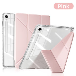 DANYCASE | For Samsung Galaxy Tab S10/S9 FE/S10Lite/S9 11in A9/A11 A9+/A11+ with Pencil Holder Ultra-Thin Magnetic Transparent Acrylic Back