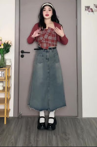 Mermaid Dress Plus Size Ladies Plus Size A- line Slimming Denim Skirt Pear Shapes Thick Legs Wide Hip Butt Big Womens Skirt