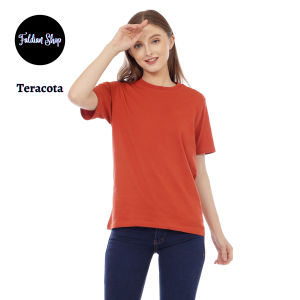 Kaos Polos Wanita Oneck Lengan Pendek Bahan Katun Combed 30s Warna Teracota