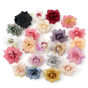 5ชิ้นดอกไม้ประดิษฐ์กุหลาบ4เซนติเมตรที่บ้านงานแต่งงานปาร์ตี้ดอกไม้ตกแต่งผนังหัวพวงดอกไม้ประดับศีรษะงานฝีมือ DIY อุปกรณ์ดอกไม้ปลอม