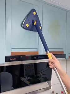 Hands Free Squeeze Triangle Mop With Free Gift Wall Hanger 360° Degree Rotatable Self Twisting Flat Mop For Floor Wall Windows Wet And Dry Mop Lantai Viral 三角拖把免手洗