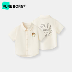 Pureborn Baby Boy Shirt Casual Printed Short Sleeve Summer New Arrival Bamboo Fiber Cotton Blend Comfortable Infant Clothing