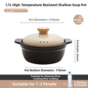 ASD | Heat-Resistant Dry Boiling Ceramic Pot Household Cooking Pot Stovetop Compatible Hotpot