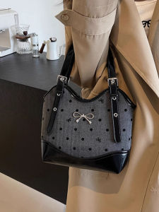 New Fashionable Womens Underarm Mini Bag Commuter Shoulder Bag Summer Versatile Polka Dot Bow Tie Tote Bag