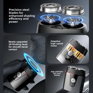 MONLEYTA | Portable Electric Shaver For Men Magnetic Attraction Travel Friendly German Precision Stainless Steel Double Blade Head Shaver