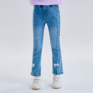 Mark Fairwhale | Bow Tied Flared Jeans for Girls Slenderizing Soft Pants
